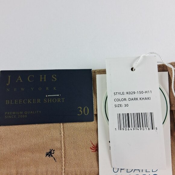 Jachs New York Bleecker Chino Shorts Men's Size 30 Dark Khaki Palm Trees Twill - Picture 8 of 8